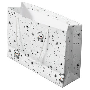 Bolsa De Regalo Grande Cute Oso Polar Copo de Nieve de Invierno