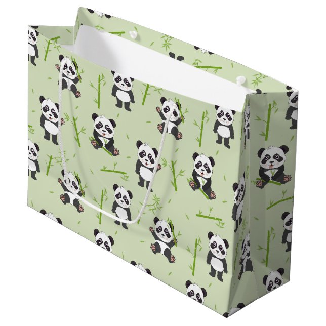 Bolsa De Regalo Grande Cute Panda Bear Bamboo Kawaii Animals Pattern (Angulo Anverso)