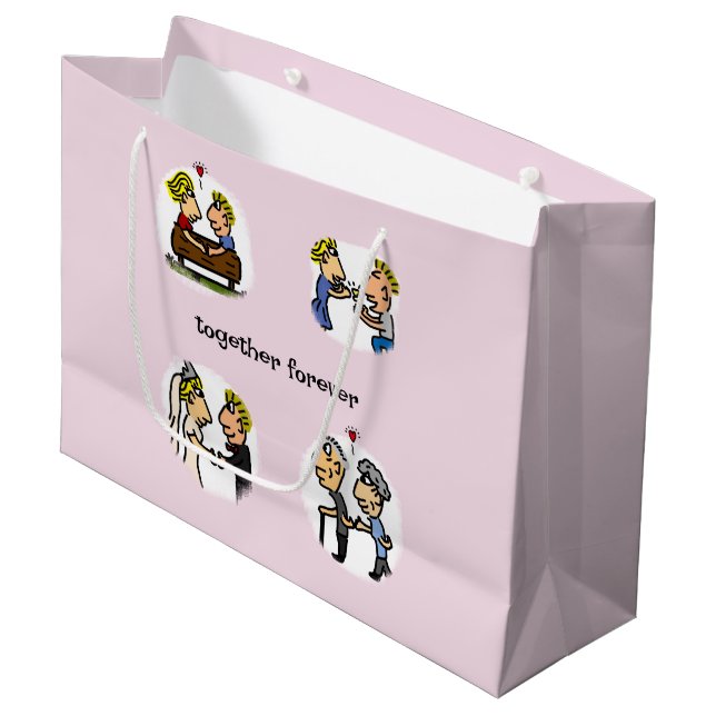 Bolsa De Regalo Grande Cute Pareja Juntos Por Siempre Divertido Personali (Angulo Anverso)