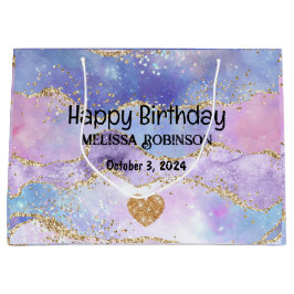 Bolsa De Regalo Grande Cute Pastel Colores Purpurina Dorado Cumpleaños