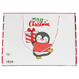 Bolsa De Regalo Grande Cute pingüino Feliz Navidad