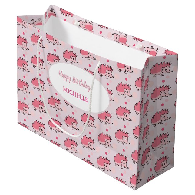 Bolsa De Regalo Grande Cute pink hedgehog Gift Bag (Angulo Anverso)