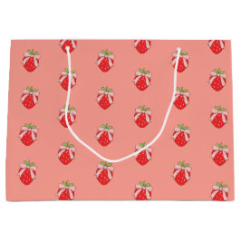 Bolsa De Regalo Grande Cute Pink Strawberry 