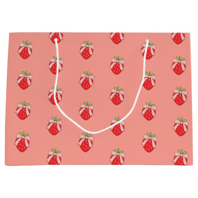 Bolsa De Regalo Grande Cute Pink Strawberry  (Anverso)