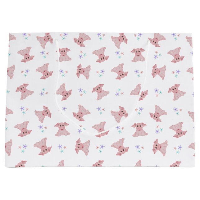 Bolsa De Regalo Grande Cute Pinos Rosa Barnyard Niños Cumpleaños (Anverso)