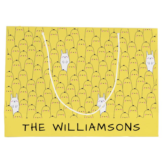 Bolsa De Regalo Grande Cute pollitos de conejo amarillo Pascua (Reverso)