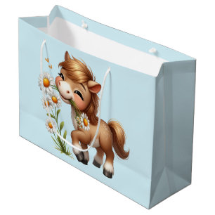 Bolsa De Regalo Grande Cute Pony Eating Daisies