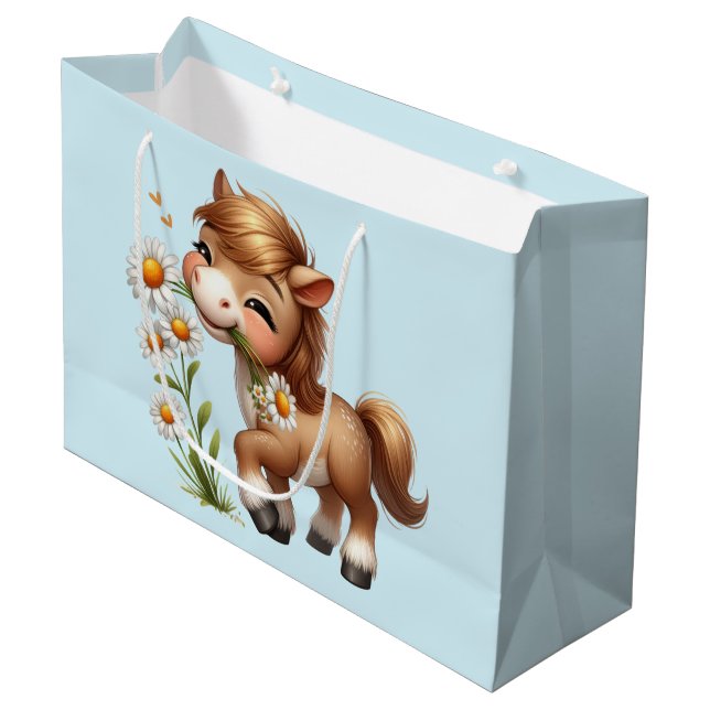 Bolsa De Regalo Grande Cute Pony Eating Daisies (Angulo Anverso)
