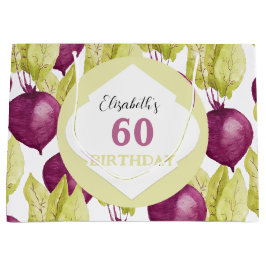 Bolsa De Regalo Grande Cute Purple GreenBeets Watercolor Art