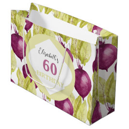 Bolsa De Regalo Grande Cute Purple GreenBeets Watercolor Art