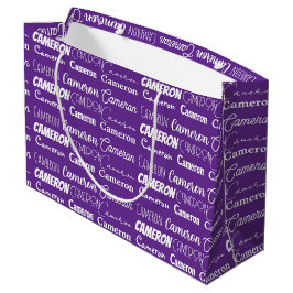 Bolsa De Regalo Grande Cute Purple Name Collage Personalizado Cumpleaños