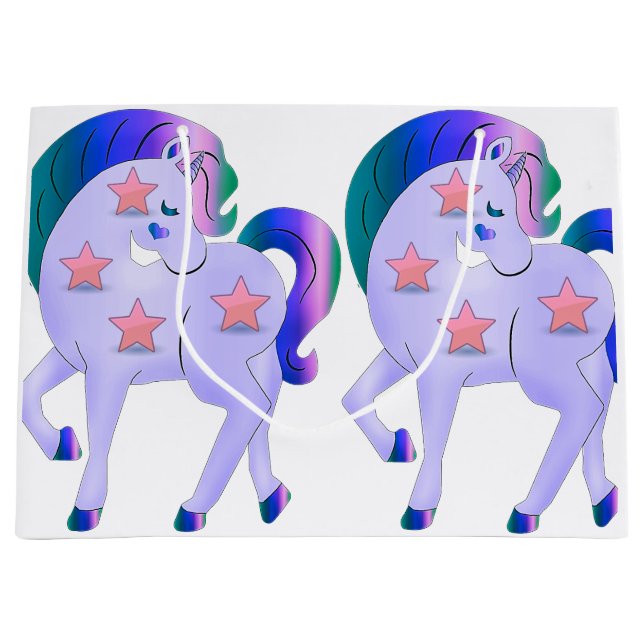 Bolsa De Regalo Grande Cute Purple Unicornios (Anverso)