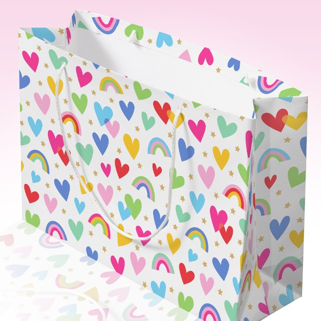 Bolsa De Regalo Grande Cute Rainbow Love Hearts Stars Valentine (Subido por el creador)