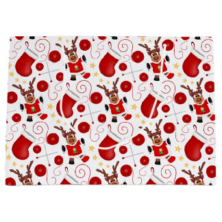 Bolsa De Regalo Grande Cute Red Kids Christmas Reindeer