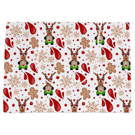 Bolsa De Regalo Grande Cute Red Kids Christmas Reindeer