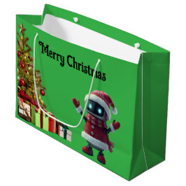 Bolsa De Regalo Grande cute robot Christmas holiday tech Gift Bag