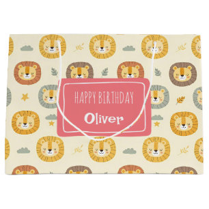 Bolsa De Regalo Grande Cute Safari León Patrón Personalizado