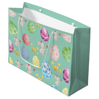 Bolsa De Regalo Grande Cute Sage Green Watercolor Easter Bunny