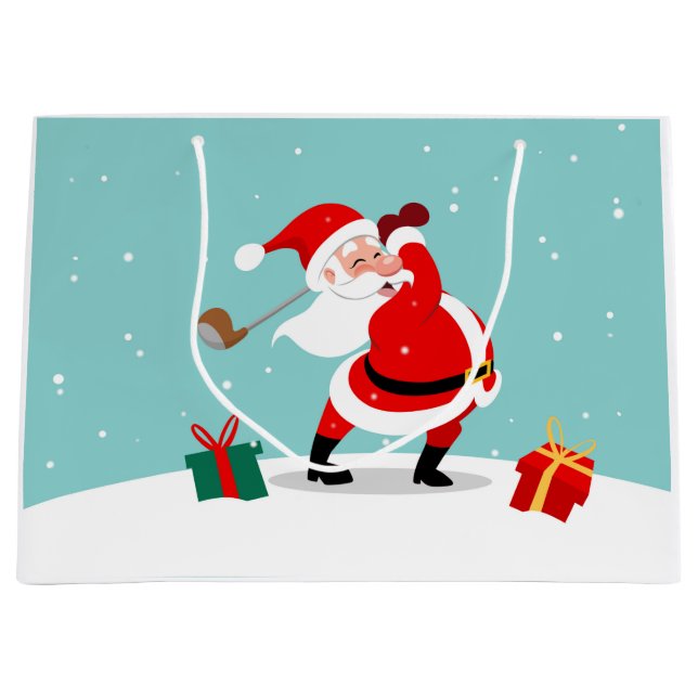 Bolsa De Regalo Grande Cute Santa Claus plays golf illustration (Anverso)