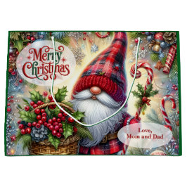 Bolsa De Regalo Grande Cute Santa Gnome Christmas
