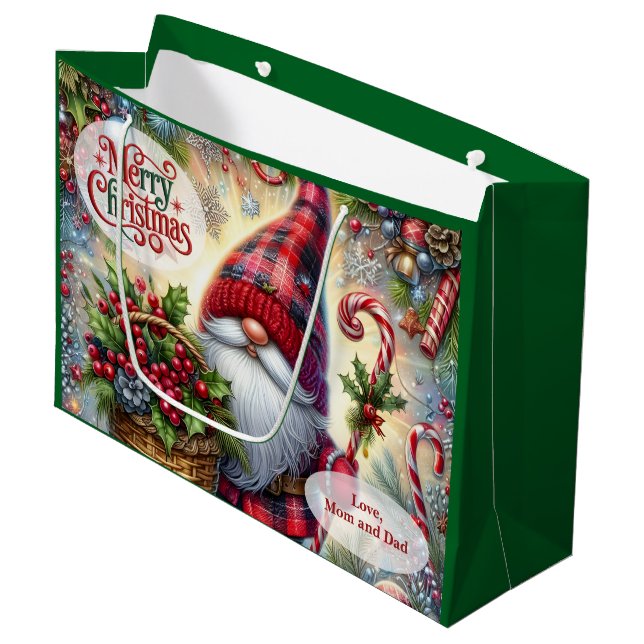Bolsa De Regalo Grande Cute Santa Gnome Christmas (Angulo Anverso)