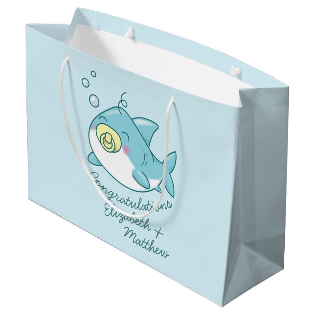 Bolsa De Regalo Grande Cute Shark Baby Shower Kawaii (Angulo reverso)