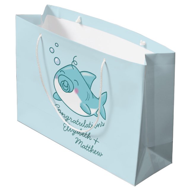 Bolsa De Regalo Grande Cute Shark Baby Shower Kawaii Blue Boy (Angulo reverso)