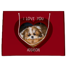 Bolsa De Regalo Grande Cute shih tzu love Valentine heart photo