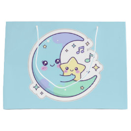 Bolsa De Regalo Grande Cute Sleeping Moon & Stars Baby Blue Ramadan Gift