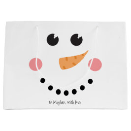 Bolsa De Regalo Grande Cute Snowman Face con nombre personalizado