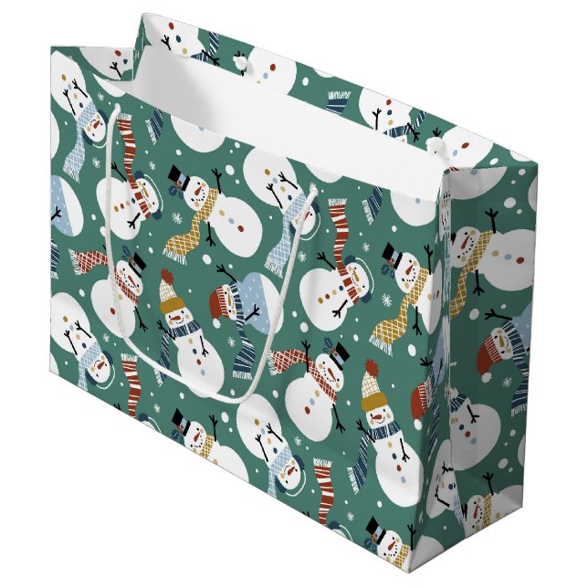Bolsa De Regalo Grande Cute Snowmen (Angulo Anverso)