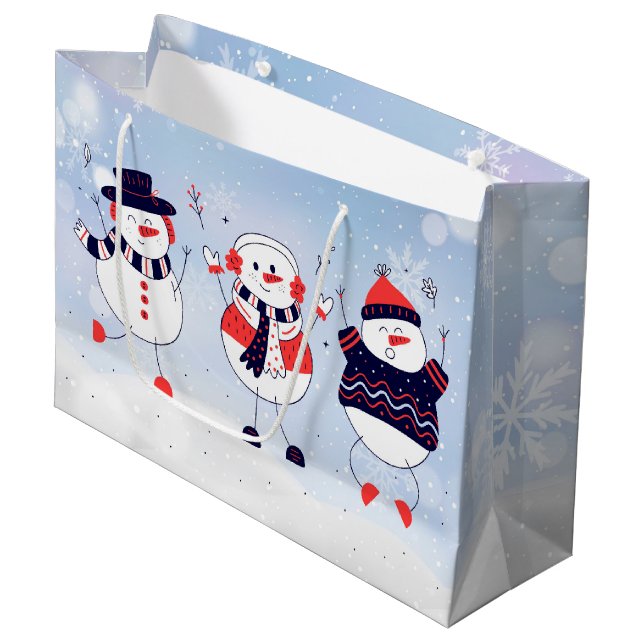 Bolsa De Regalo Grande Cute Snowmen (Angulo Anverso)