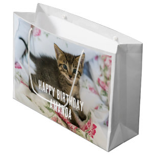 Bolsa De Regalo Grande Cute Tabby Kitten Parece Sorprendido Cumpleaños