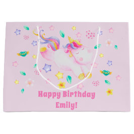 Bolsa De Regalo Grande Cute Unicornio - Cumpleaños Personalizado De Niños