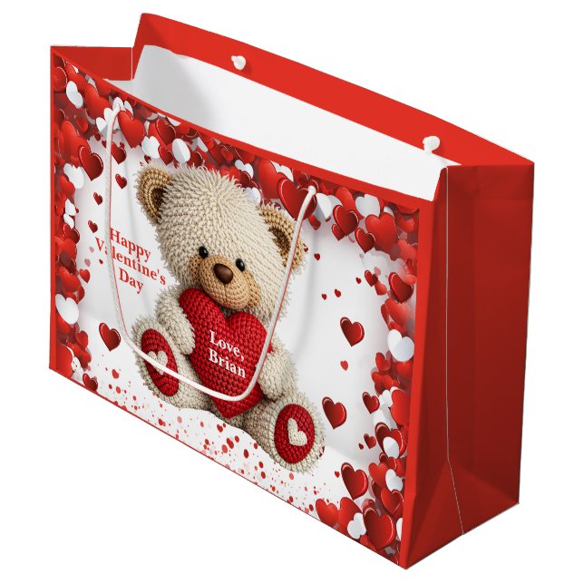 Bolsa De Regalo Grande Cute Valentine Teddy Bear (Angulo Anverso)