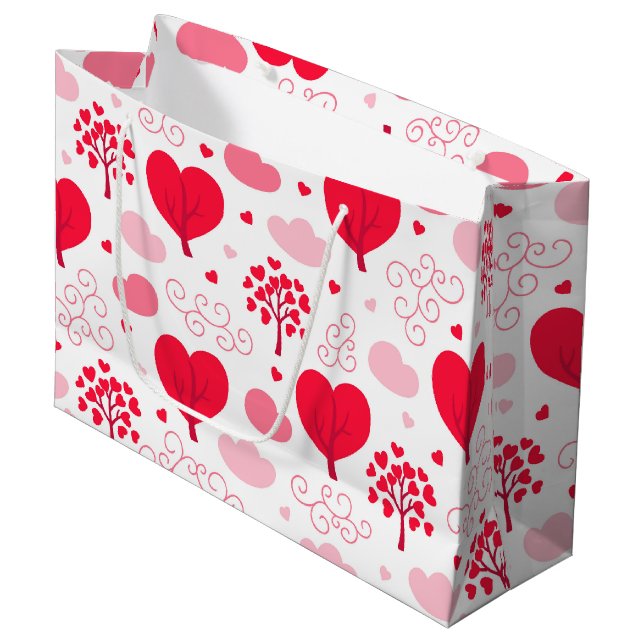 Bolsa De Regalo Grande Cute Valentines tree shapes hearts pattern (Angulo Anverso)