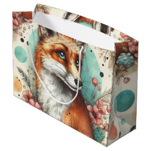 Bolsa De Regalo Grande Cute Vintage Watercolo Fox Pinting