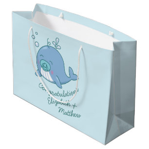 Bolsa De Regalo Grande Cute Whale Baby Shower Kawaii Boy Blue