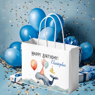 Bolsa De Regalo Grande Cute Whale Personalizado Boys Cumpleaños