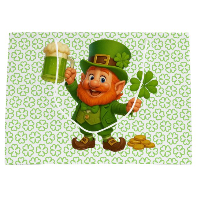 Bolsa De Regalo Grande Cute/whimsical leprechaun Saint Patrick's Day  (Anverso)