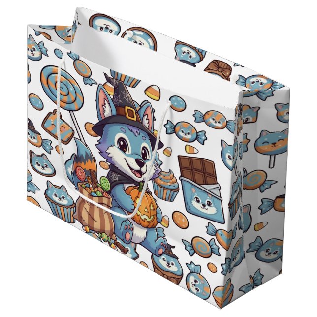 Bolsa De Regalo Grande Cute Wolf Pack Halloween (Angulo Anverso)
