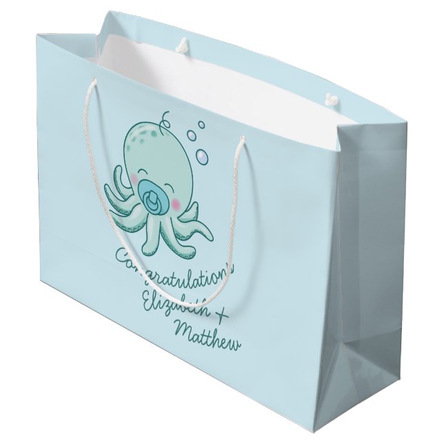 Bolsa De Regalo Grande Cuto pulpo Baby Shower Kawaii Blue Boy (Angulo reverso)