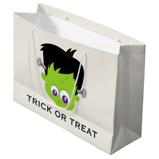 Bolsa De Regalo Grande Cuto verde Frankenstein Monster cara Halloween (Angulo Anverso)