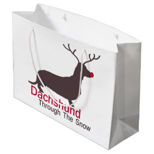 Bolsa De Regalo Grande Dachshund A Través De La Nieve