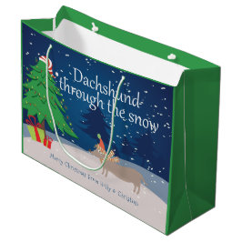 Bolsa De Regalo Grande Dachshund A Través De Los Navidades De Nieve Perso