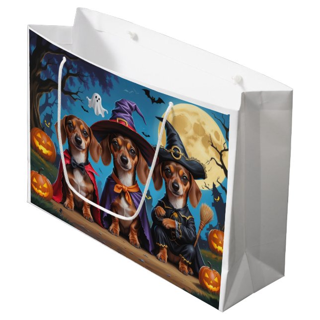 Bolsa De Regalo Grande Dachshund Dogs Calabaza Halloween Divertido (Angulo Anverso)