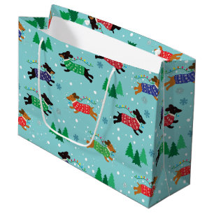 Bolsa De Regalo Grande Dachshund Doxie Dog Navidades