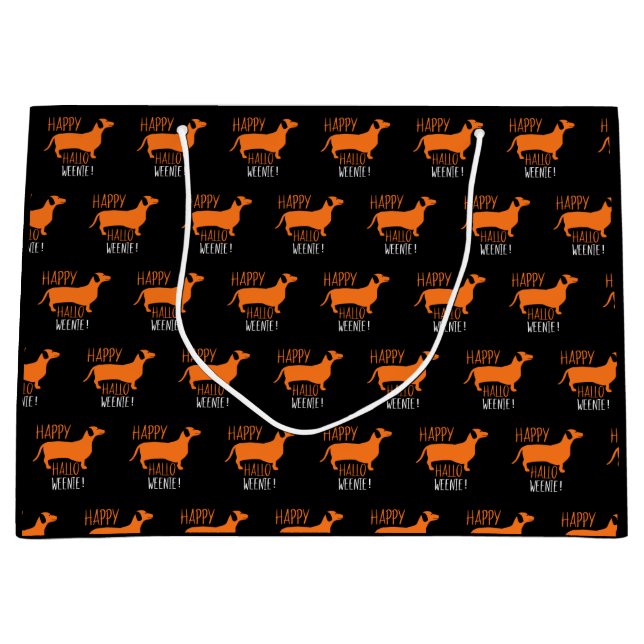 Bolsa De Regalo Grande ¡Dachshund Feliz Halloweenie! Halloween negro (Anverso)