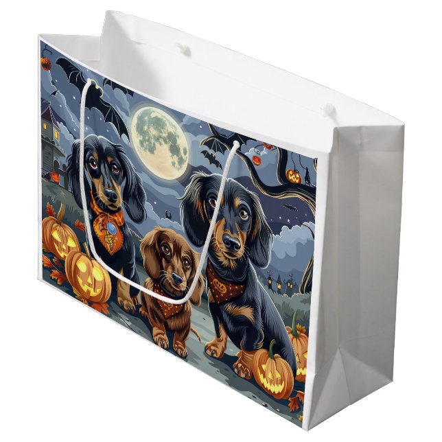 Bolsa De Regalo Grande Dachshund Halloween Spooky (Angulo Anverso)