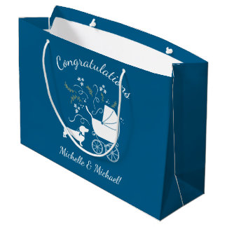 Bolsa De Regalo Grande Dachshund Wiener Dog Baby Shower Blue Boy